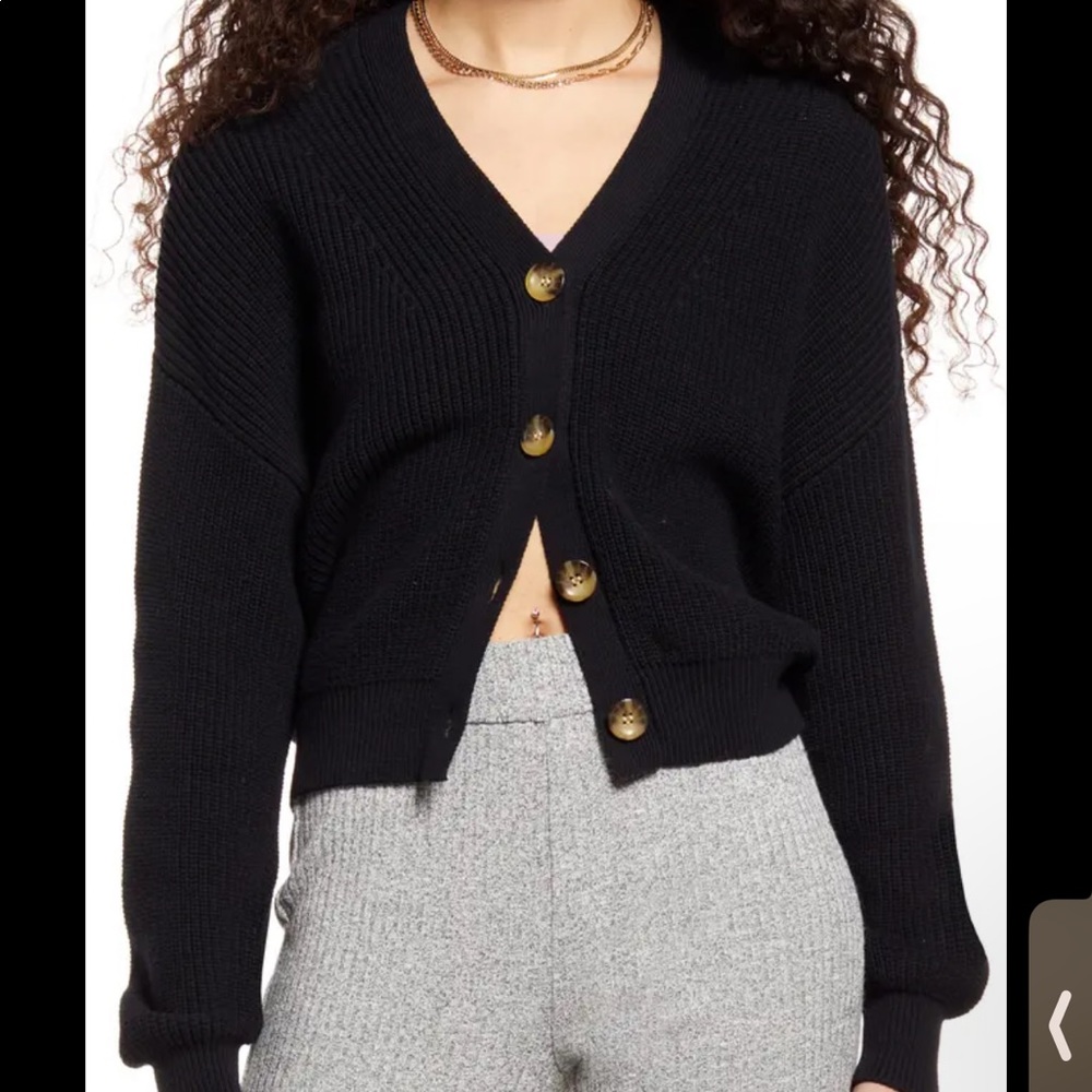 BP Easy Button Front Cardigan Size Small Black
